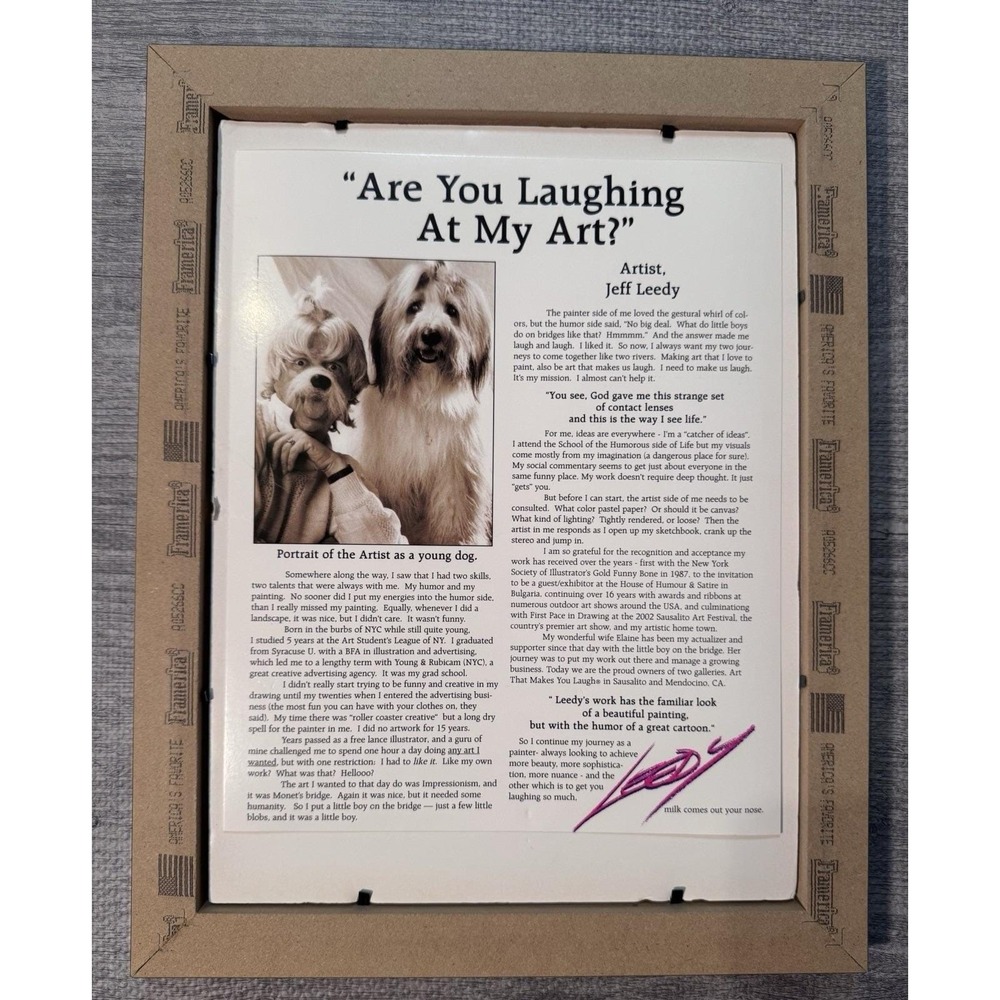 1996 Jeff Leedy Signed Dog Art Print "Hey Howya Doin" Funny Framed 11x14 - Picture 9 of 16